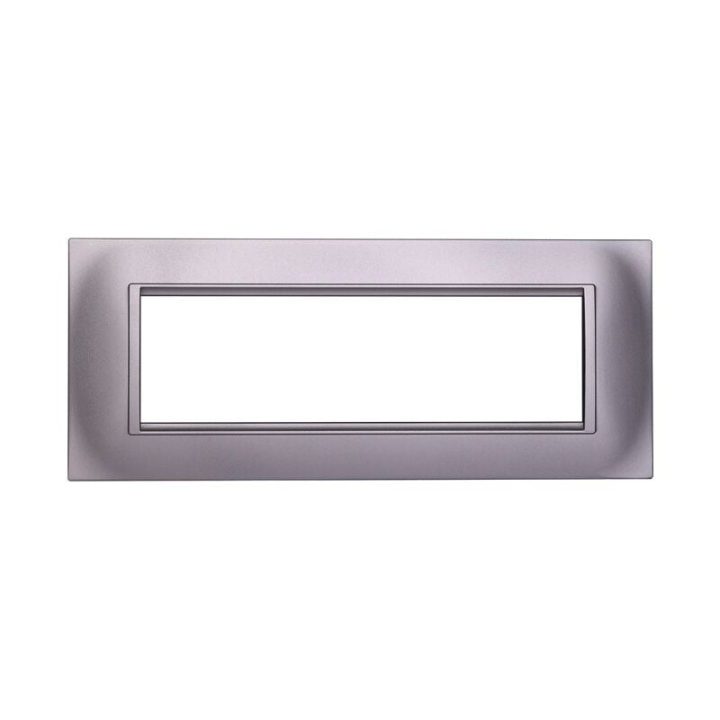 foto del prodotto ettroit placca quadrata serie space, 7 moduli, plastica, argento, compatibile con serie bticino living ln89706