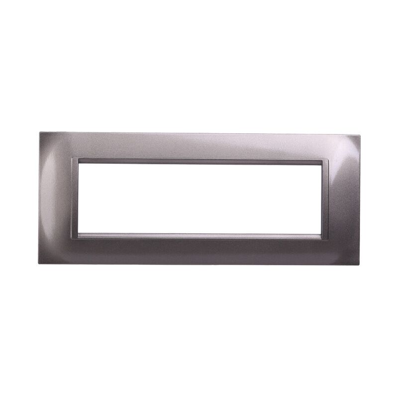 foto del prodotto ettroit placca quadrata serie space, 7 moduli, plastica, titanio, compatibile con serie bticino living ln89708