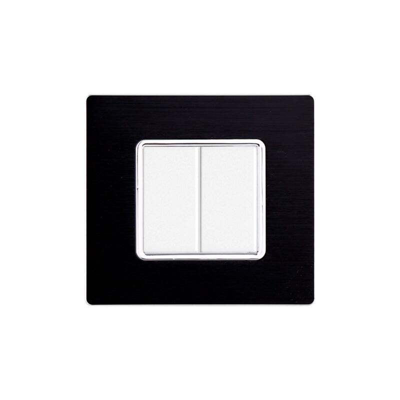 foto del prodotto ettroit placca serie solar, 2 moduli, alluminio, nera, compatibile con serie bticino matix mt86202