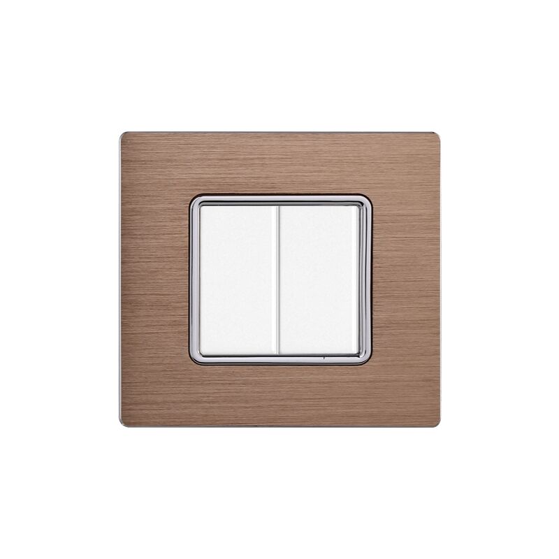 foto del prodotto ettroit placca serie solar, 2 moduli, alluminio, oro, compatibile con serie bticino matix mt86211