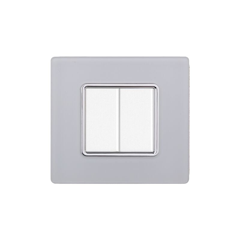 foto del prodotto ettroit placca serie solar, 2 moduli, vetro, bianca, compatibile con serie bticino matix mt84201