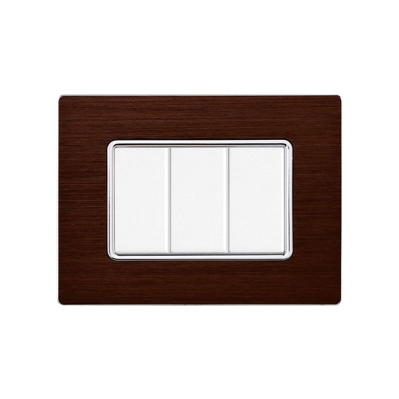 foto del prodotto ettroit placca serie solar, 3 moduli, alluminio, bronzo, compatibile con serie bticino matix mt86310
