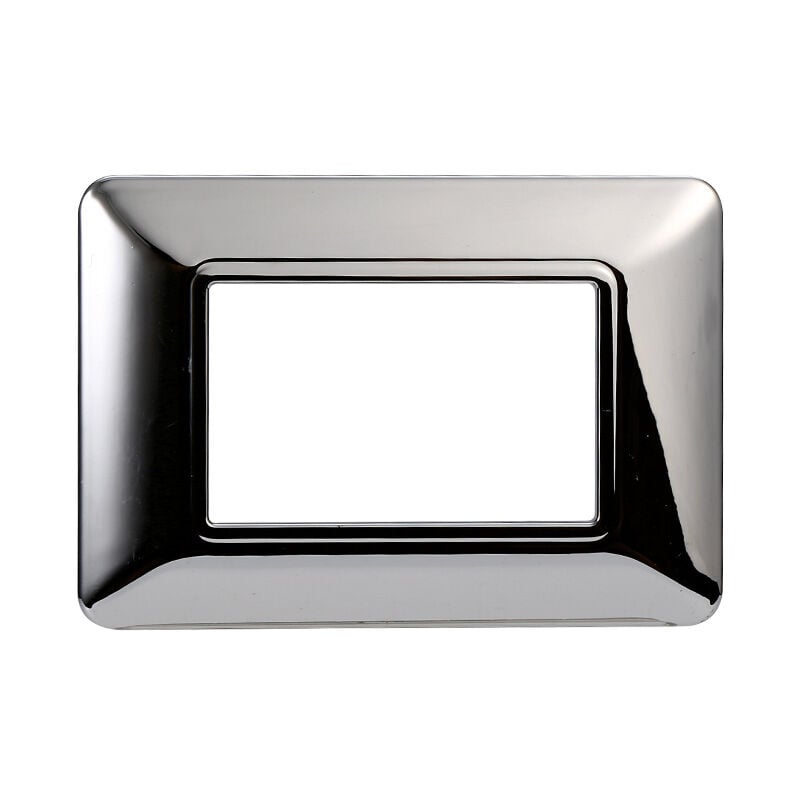 foto del prodotto ettroit placca serie solar, 3 moduli, plastica, cromato, compatibile con serie bticino matix mt83313