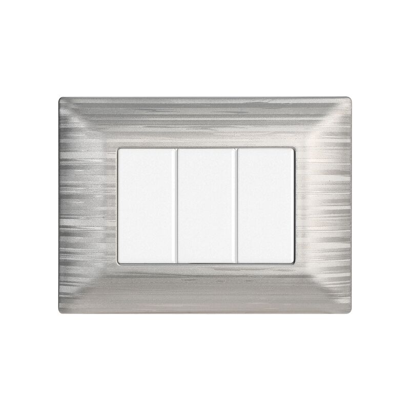 foto del prodotto ettroit placca serie solar, 3 moduli, plastica satinata, argento, compatibile con serie bticino matix mt85315