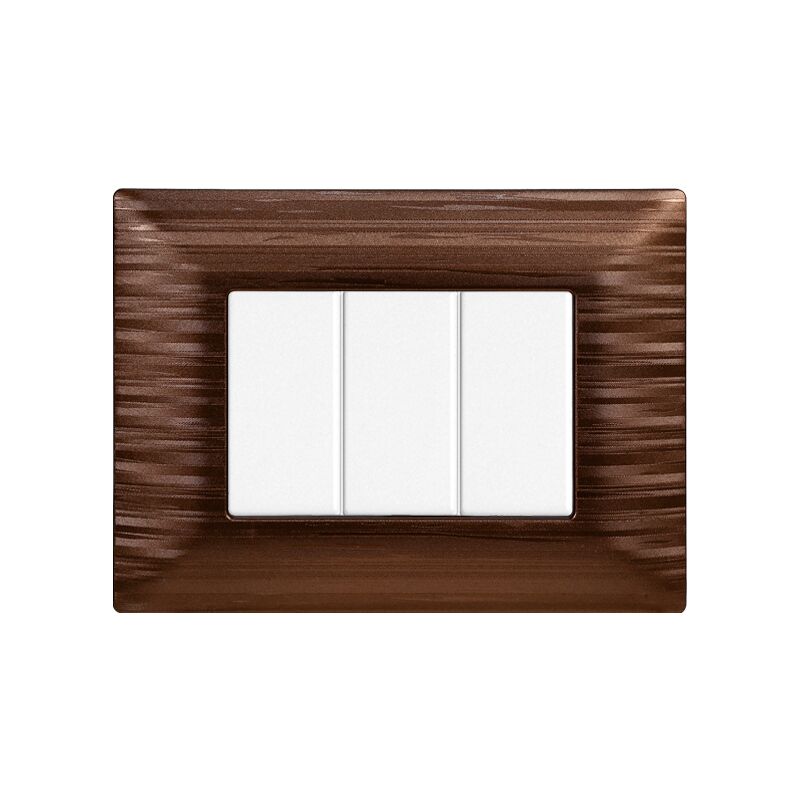 foto del prodotto ettroit placca serie solar, 3 moduli, plastica satinata, bronzo, compatibile con serie bticino matix mt85310