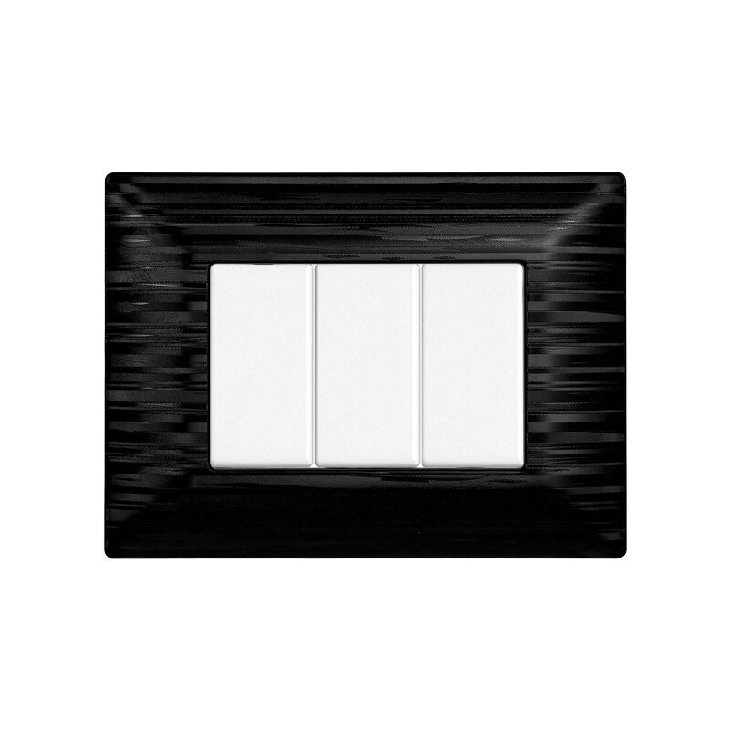 foto del prodotto ettroit placca serie solar, 3 moduli, plastica satinata, nera, compatibile con serie bticino matix mt85314