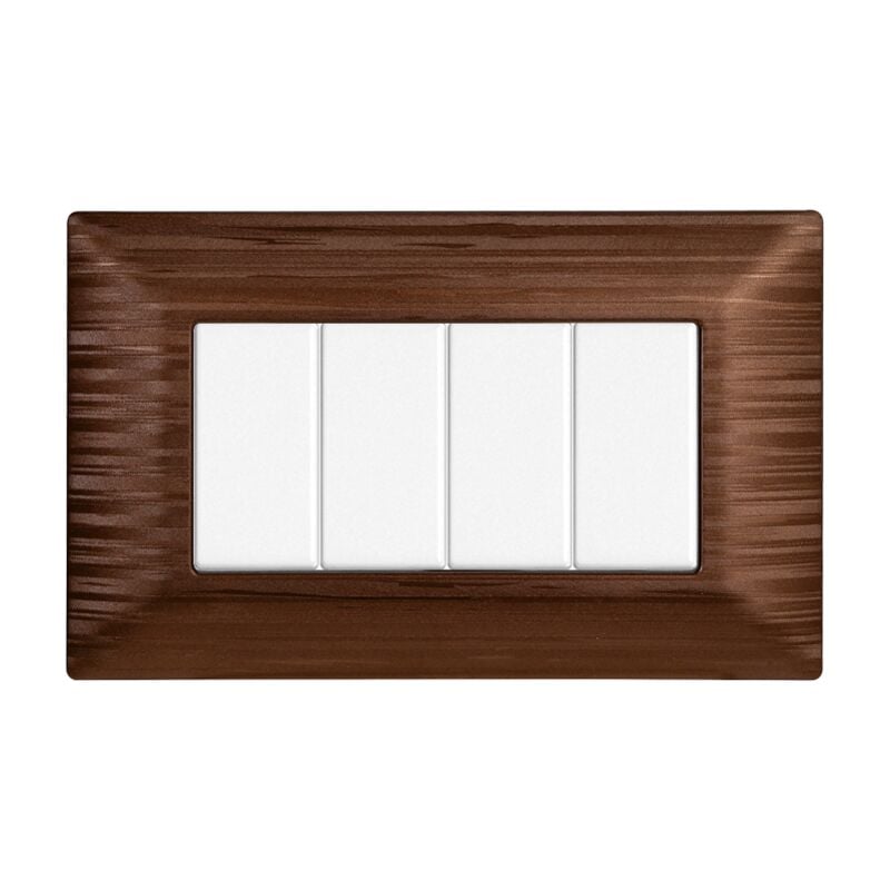 foto del prodotto ettroit placca serie solar, 4 moduli, plastica satinata, bronzo, compatibile con serie bticino matix mt85410