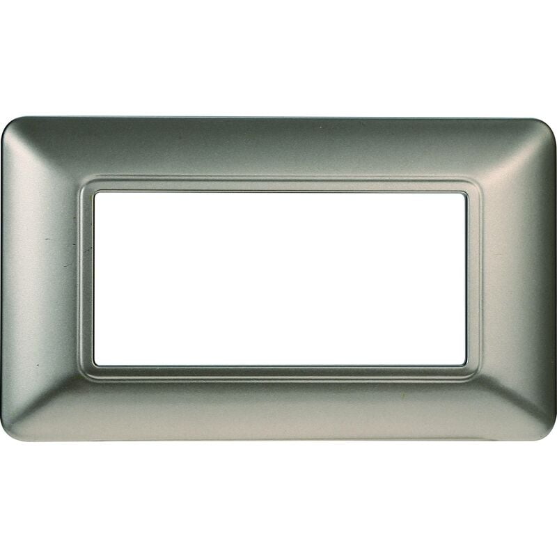 foto del prodotto ettroit placca serie solar, 4 moduli, plastica, titanio, compatibile con serie bticino matix mt83408