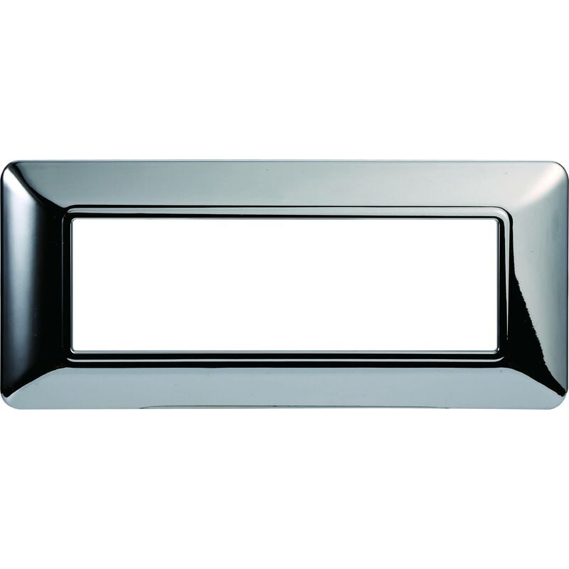 foto del prodotto ettroit placca serie solar, 6 moduli, plastica, cromato, compatibile con serie bticino matix mt83613