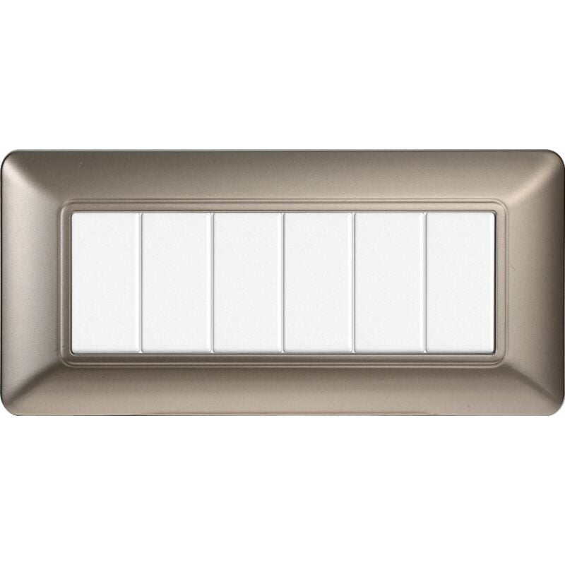 foto del prodotto ettroit placca serie solar, 6 moduli, plastica, titanio, compatibile con serie bticino matix mt83608