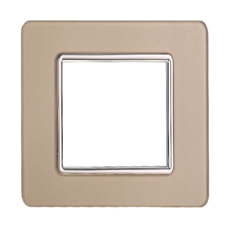 foto del prodotto ettroit placca serie starlight, 2 moduli, vetro, oro, compatibile con serie vimar plana ev84211