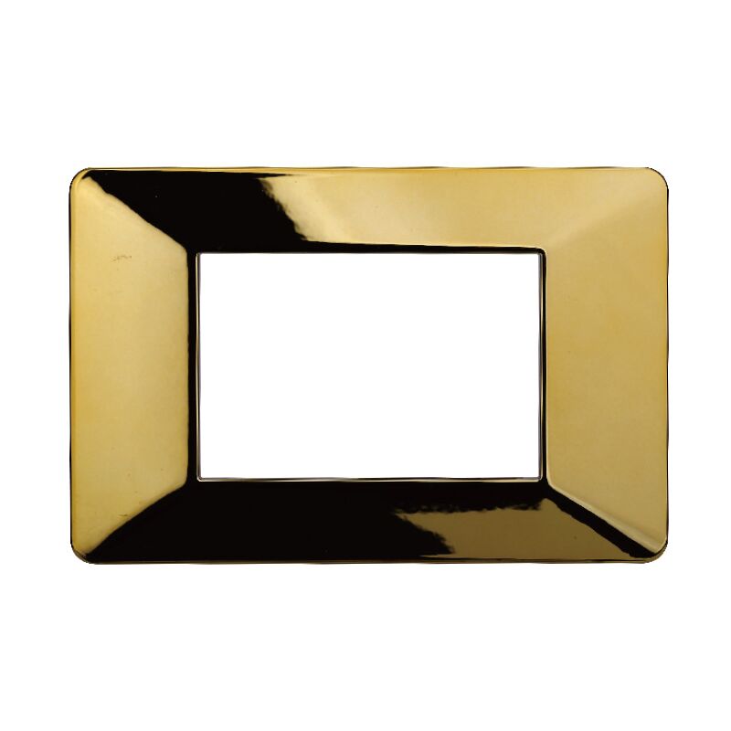 foto del prodotto ettroit placca serie starlight, 3 moduli, plastica, oro lucido, compatibile con serie vimar plana ev83312