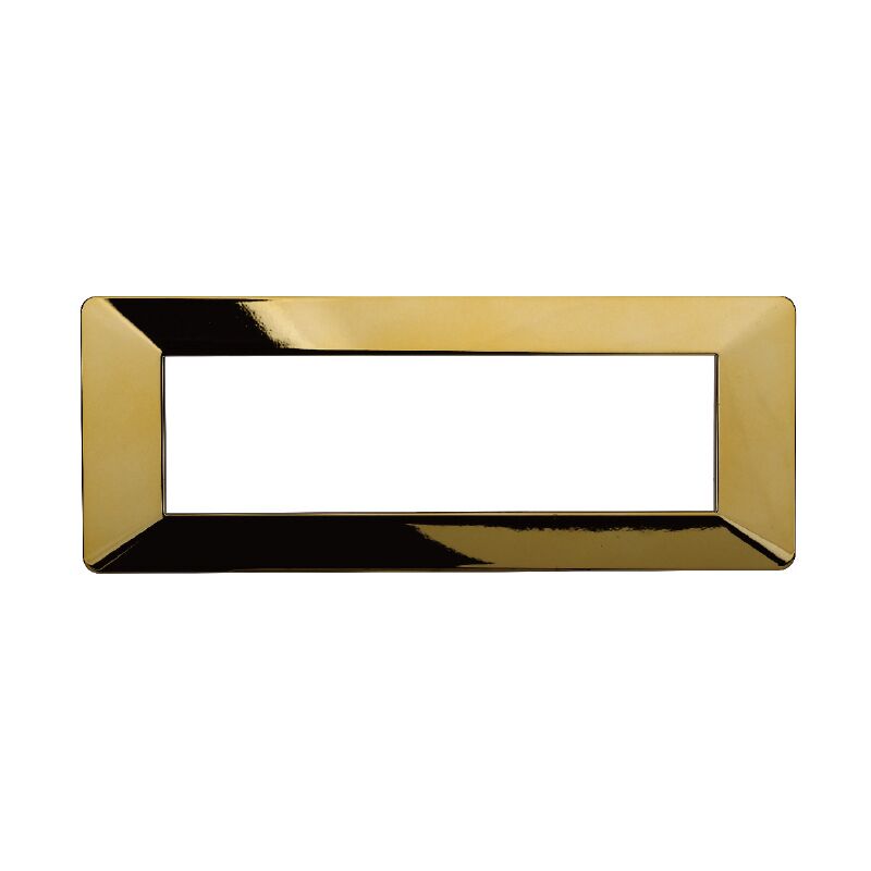 foto del prodotto ettroit placca serie starlight, 7 moduli, plastica, oro lucido, compatibile con serie vimar plana ev83712