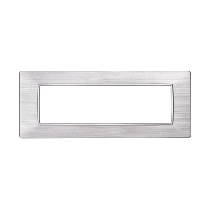 foto del prodotto ettroit placca serie starlight, 7 moduli, plastica satinata, argento, compatibile con serie vimar plana ev85615