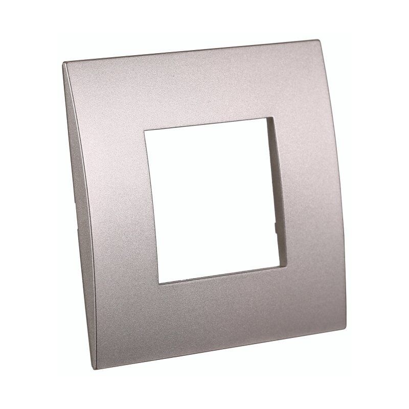 foto del prodotto ettroit placca serie venus, 2 moduli, plastica, titanio, compatibile con serie vimar ark va83208