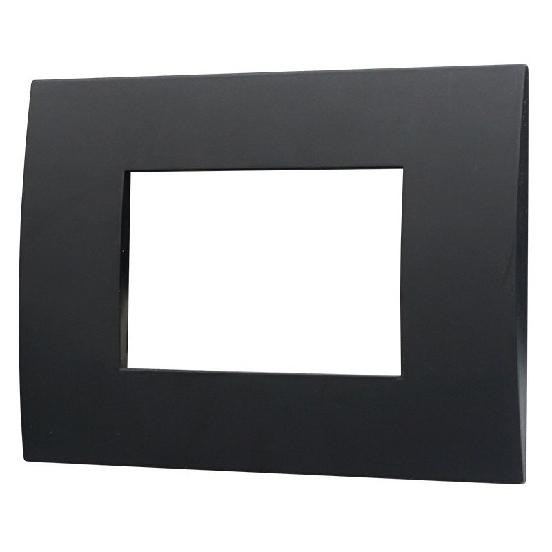 foto del prodotto ettroit placca serie venus, 3 moduli, plastica, nera, compatibile con serie vimar ark va83302