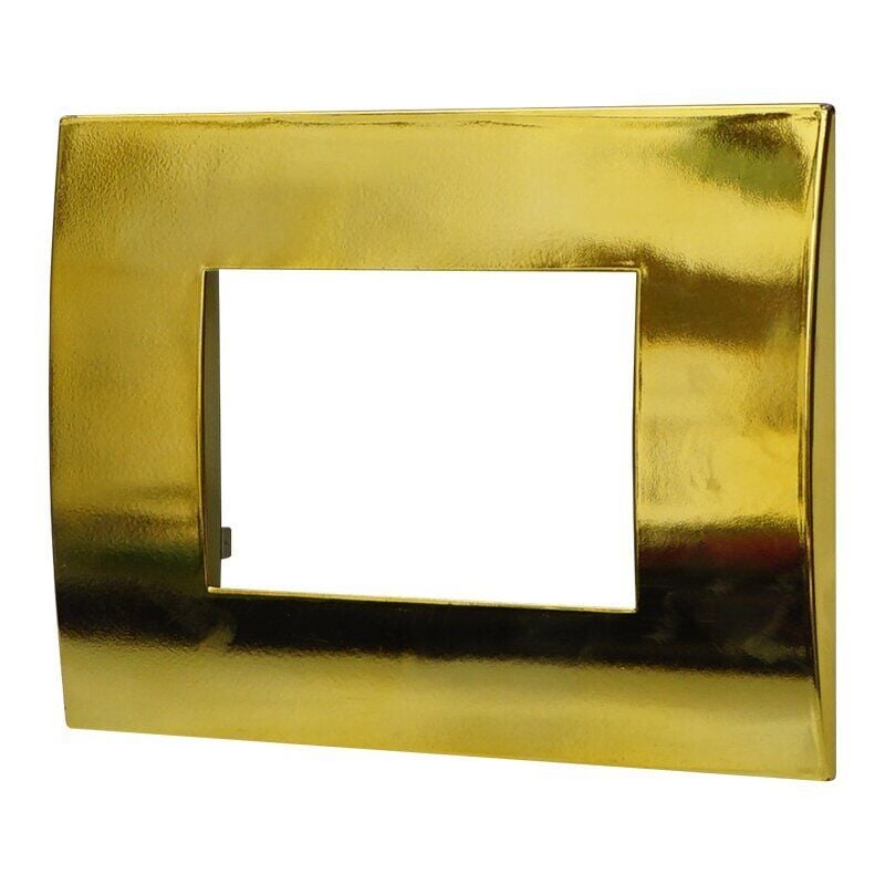 foto del prodotto ettroit placca serie venus, 3 moduli, plastica, oro lucido, compatibile con serie vimar ark va83312