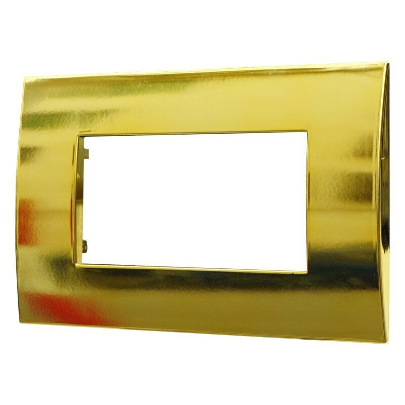 foto del prodotto ettroit placca serie venus, 4 moduli, plastica, oro lucido, compatibile con serie vimar ark va83412