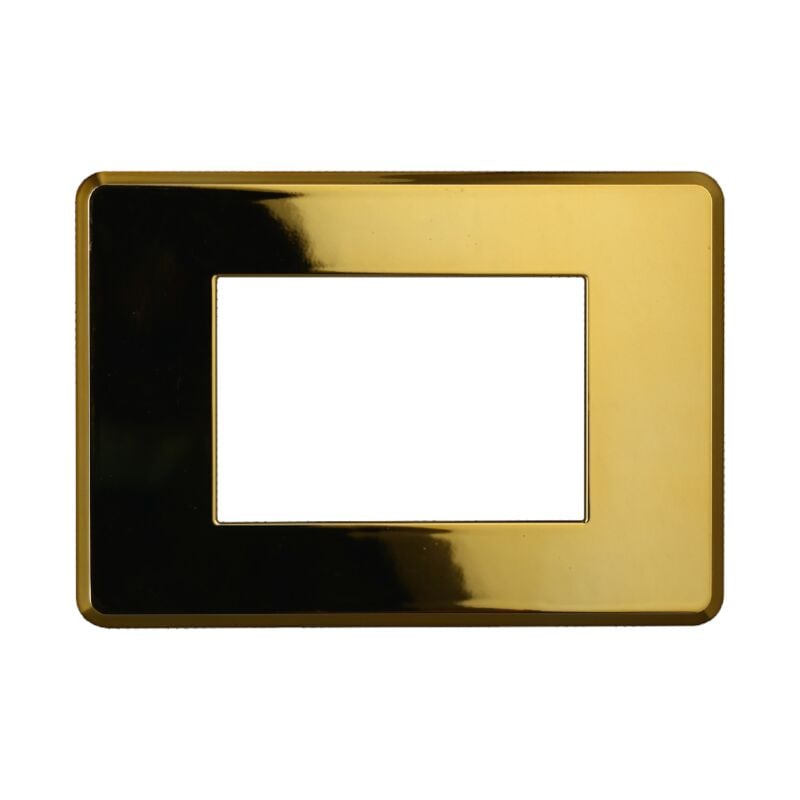 foto del prodotto ettroit placca slim, serie moon, 3 moduli, plastica, oro lucido, compatibile con serie bticino axolute air an87312