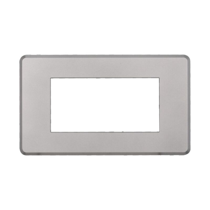foto del prodotto ettroit placca slim, serie moon, 4 moduli, plastica, argento, compatibile con serie bticino axolute air an87406