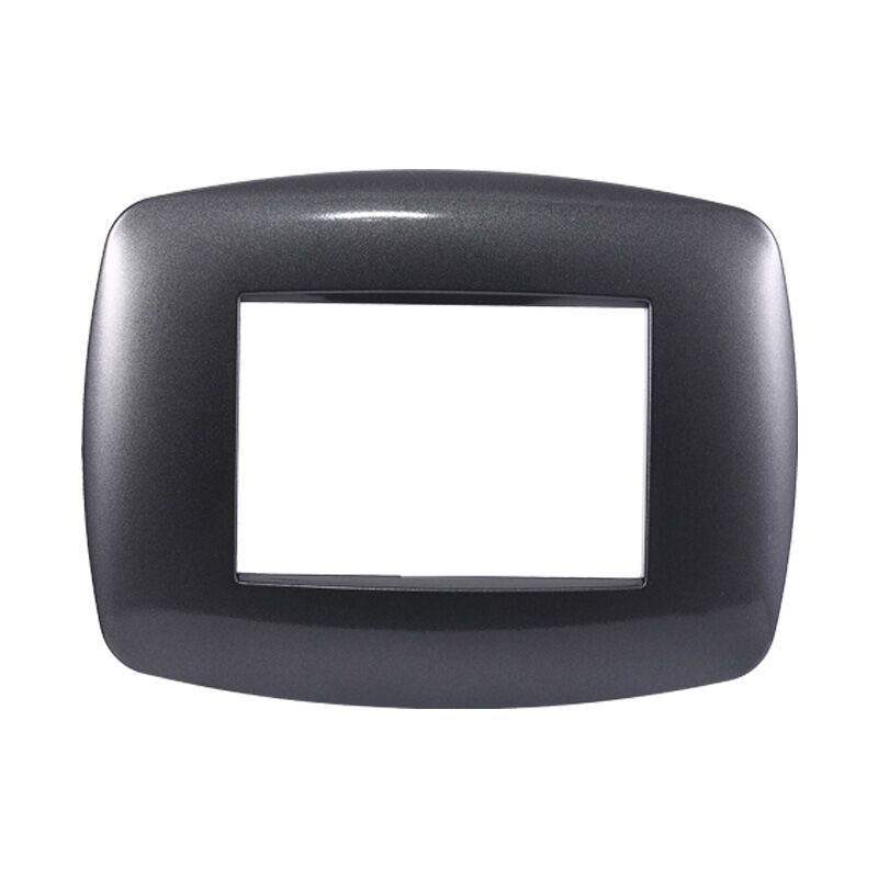 foto del prodotto ettroit placca slim serie space, 3 moduli, plastica, acciaio scuro, compatibile con serie bticino living ln87307