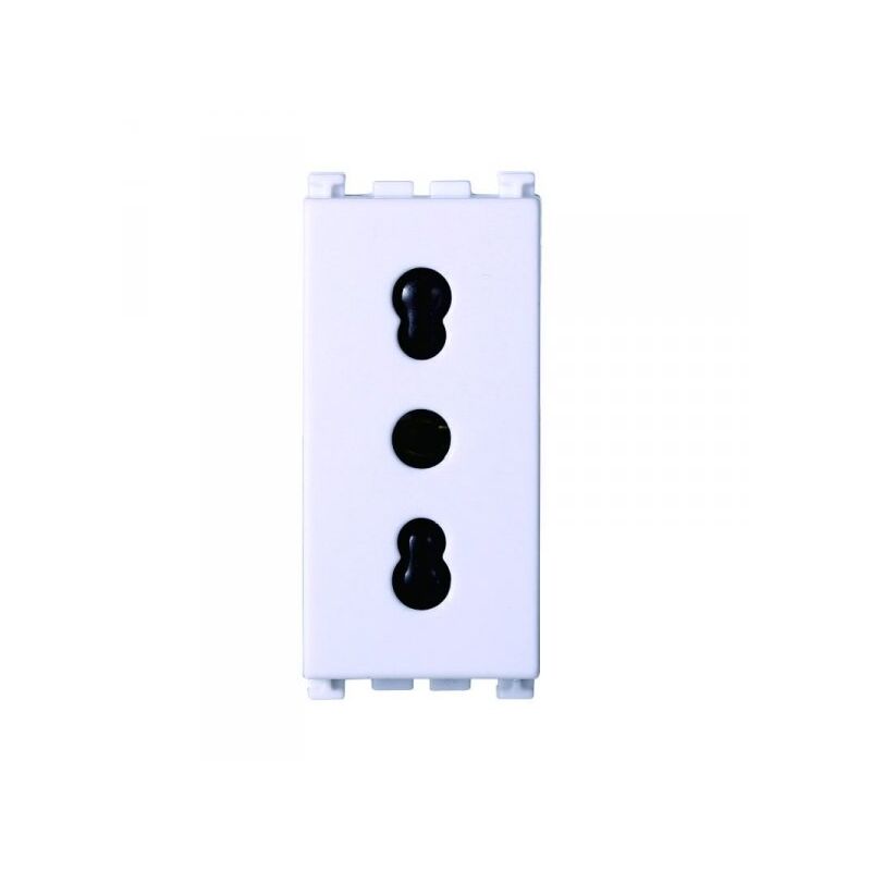 foto del prodotto ettroit presa bipasso bivalente 2p t 10 16a colore bianco compatibile con vimar arke