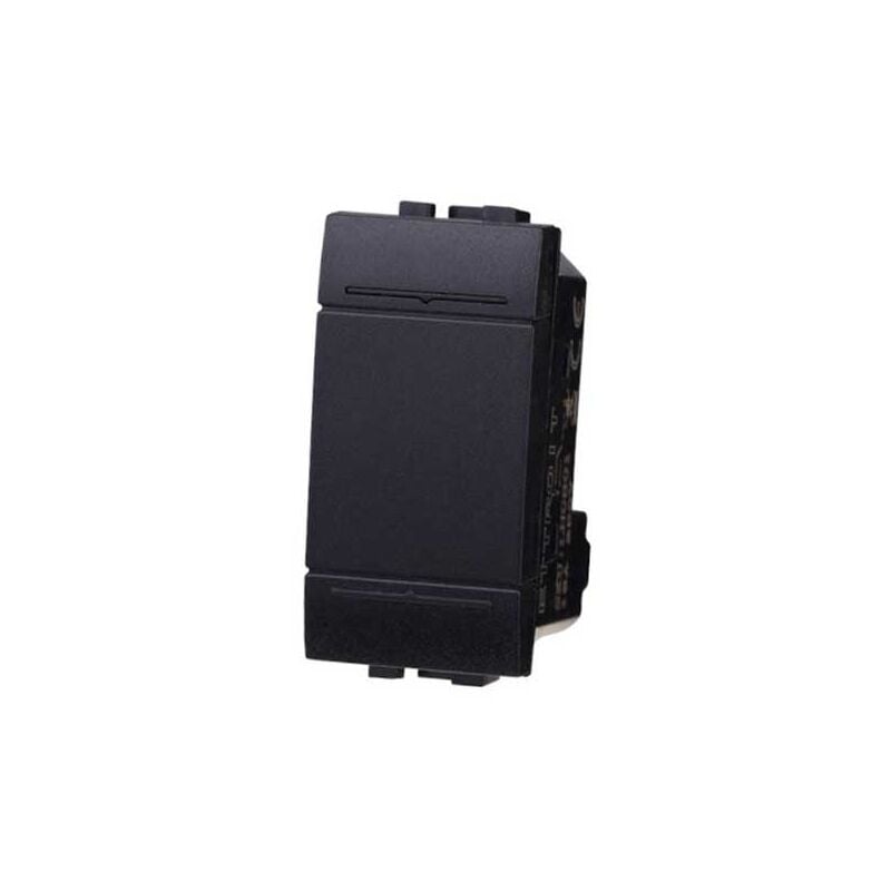 foto del prodotto ettroit pulsante unipolare 1p 10a compatibile bticino livinglight colore nero