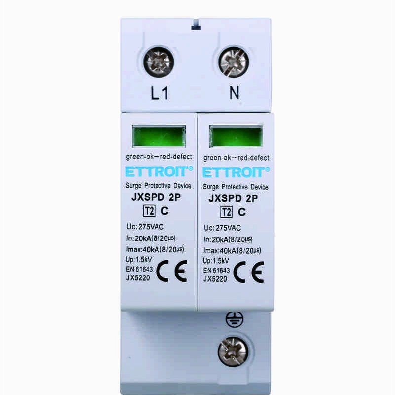 foto del prodotto ettroit scaricatore di sovratensione 220v t2 2p 275v 20ka occupa 2 moduli din
