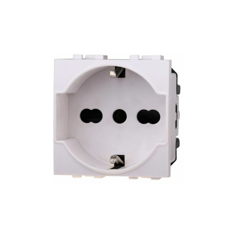 foto del prodotto ettroit serie space presa bivalente bipasso schuko16a bianca compatibile bticino living light lb2102