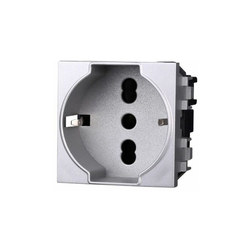 foto del prodotto ettroit serie space presa bivalente bipasso schuko16a silver tech compatibile bticino living lg2102