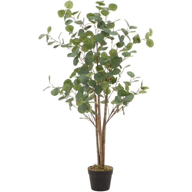 foto del prodotto eucalipto artificiale 120 cm grande pianta finta con tronco in legno naturale albero decorativo in vaso per interni ed esterni realistico per casa