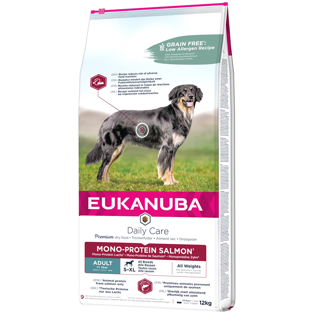 foto del prodotto eukanuba adult mono protein con salmone 12 kg