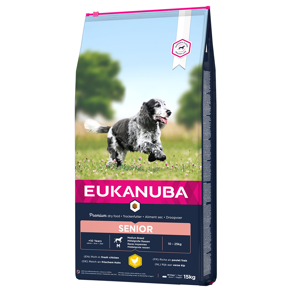 foto del prodotto eukanuba caring senior medium breed pollo 15 kg