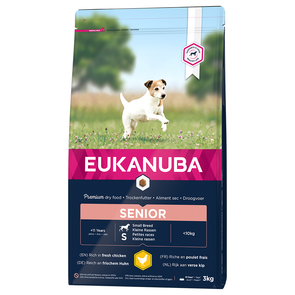foto del prodotto eukanuba caring senior small breed pollo 3 kg