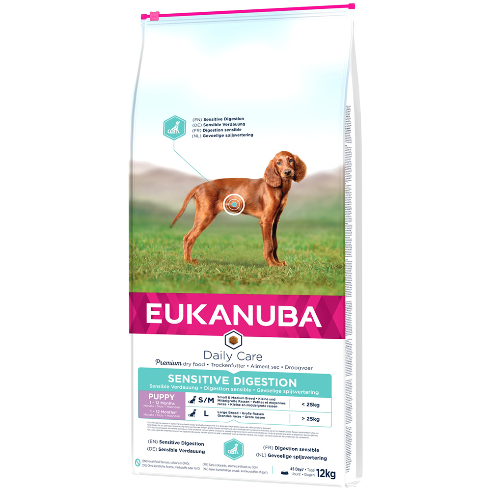 foto del prodotto eukanuba puppy sensitive digestion con pollo tacchino 12 kg