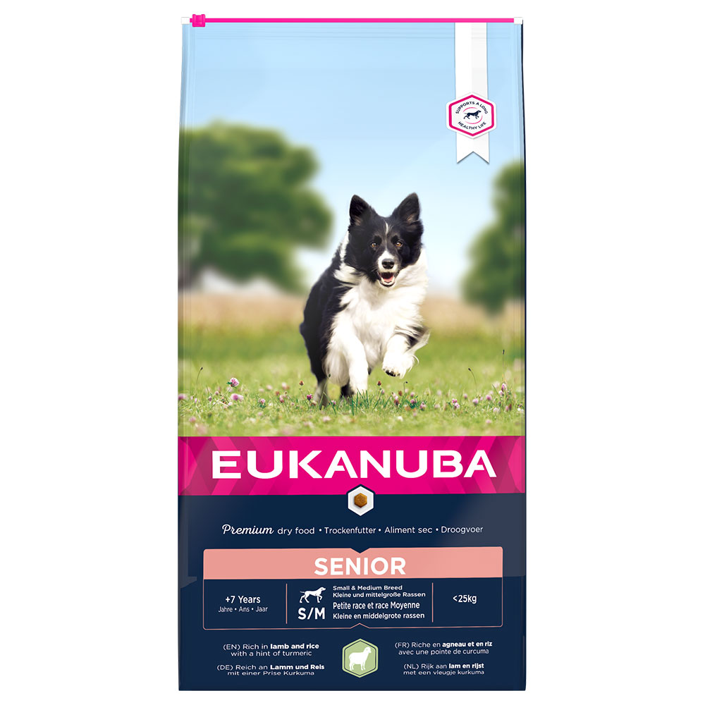 foto del prodotto eukanuba senior small medium breed agnello e riso 12 kg