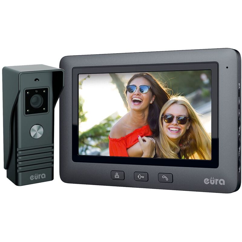 foto del prodotto eura black vdp 45a3 alpha, videocitofono a 4 fili, colori da 7 , nero, 1 monitor