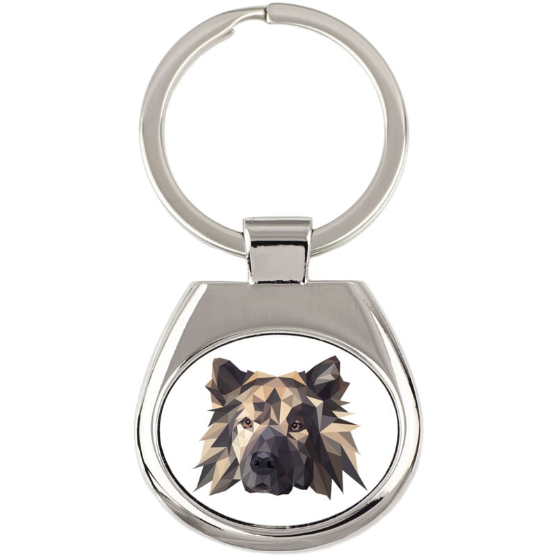 foto del prodotto eurasier, eurasiatico portachiavi geometrico con foto e scritta art dog