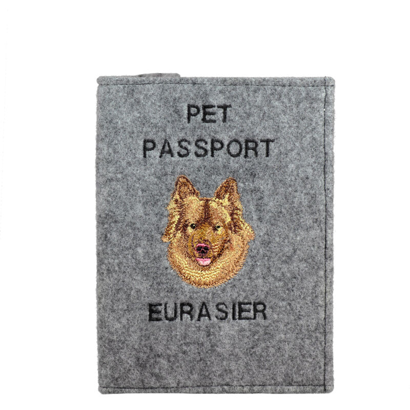 foto del prodotto eurasier, eurasiatico portapassaporto per cani, portadocumenti, regalo per viaggiatori di art dog