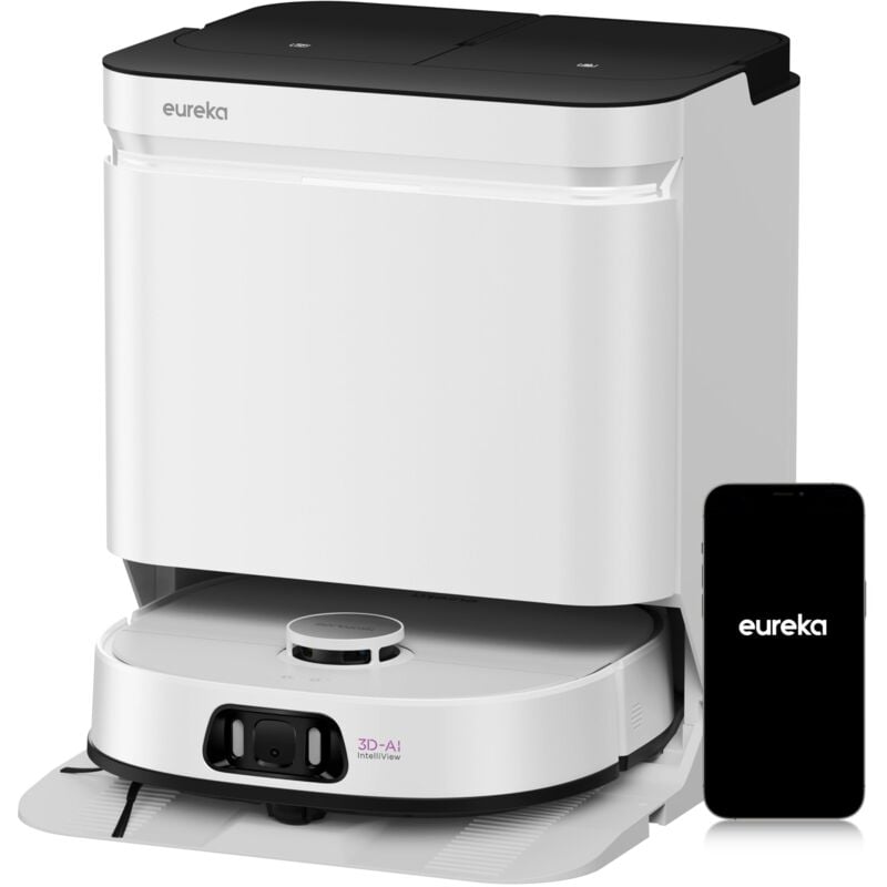 foto del prodotto eureka j15 ultra robot aspirapolvere lavapavimenti, potente aspirazione 19.000 pa, lavaggio mocio ad acqua calda a 75 , mappatura con ai, pulizia