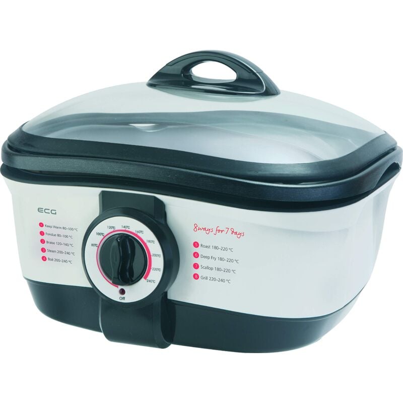 foto del prodotto euro castor green ecg mh 158 pentola elettrica multifunzione, 1500 w, 8 funzioni, capacit 5l, temperatura 80 240 c, colore nero bianco