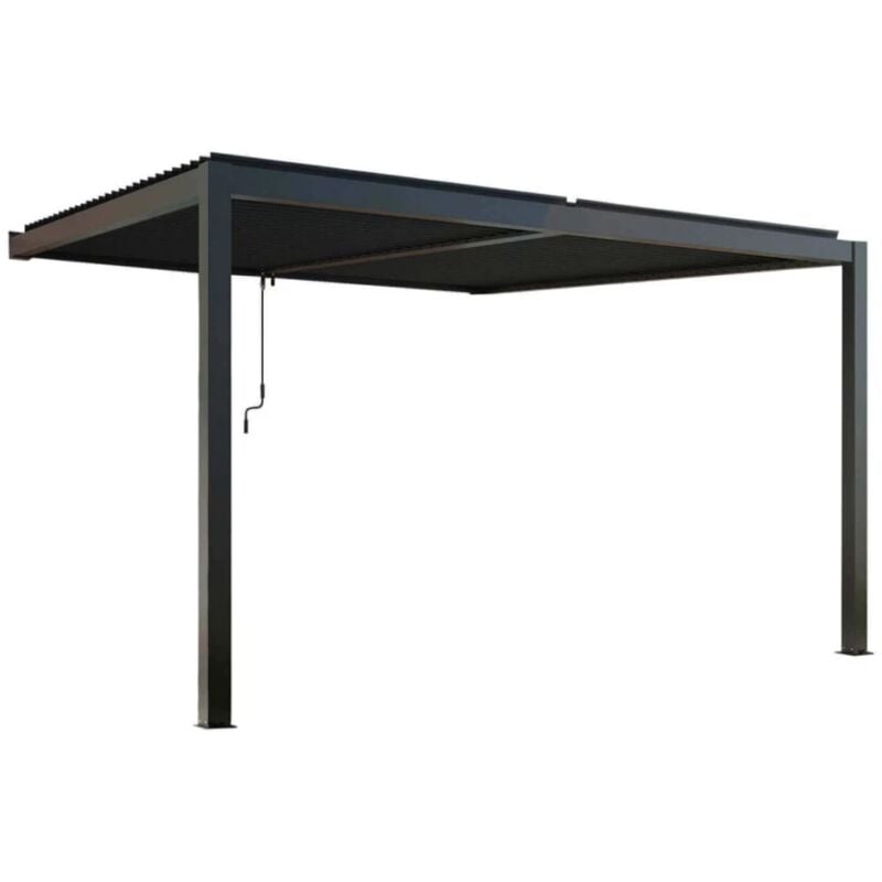 foto del prodotto eurobrico gazebo pergola bioclimatica da esterno addossata elica garden antracite in alluminio 4x4 m
