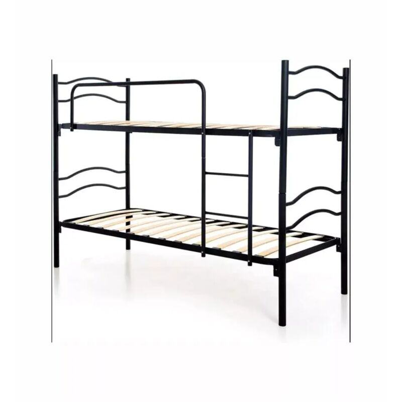 foto del prodotto eurobrico letto a castello smontabile in metallo nero 203x145,5x83 cm