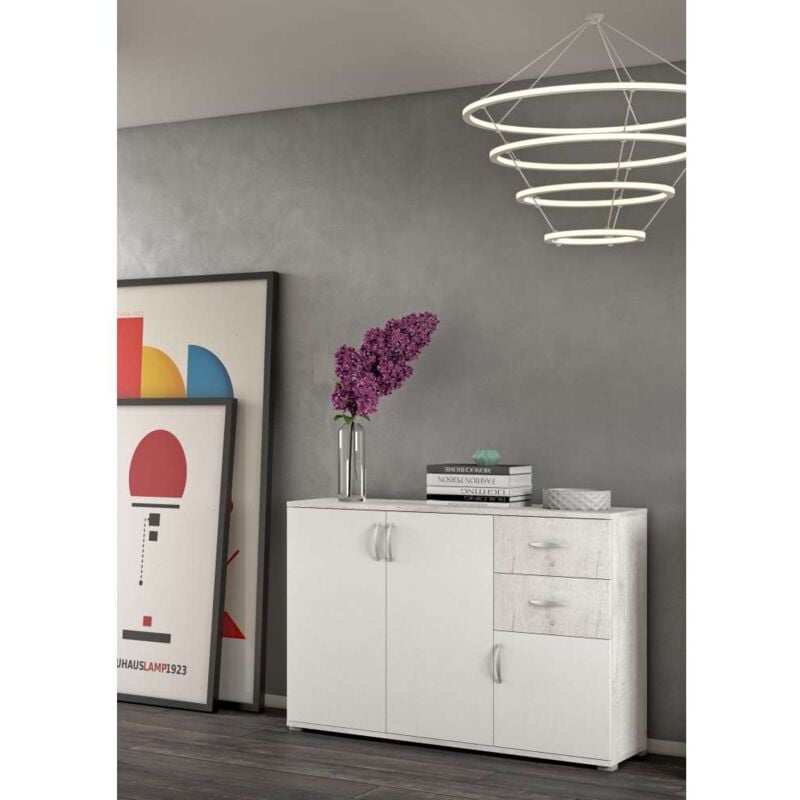 foto del prodotto eurobrico madia buffet londra bianco e grigio pietra 120x35x83 cm ideale per ingressi