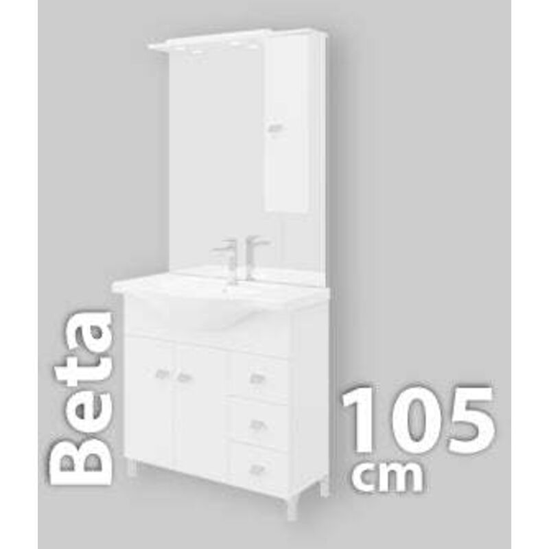 foto del prodotto eurobrico - mobile bagno 'smart 105' con 2 ante e 3 cassetti bianco lucido, 106x50x193 cm