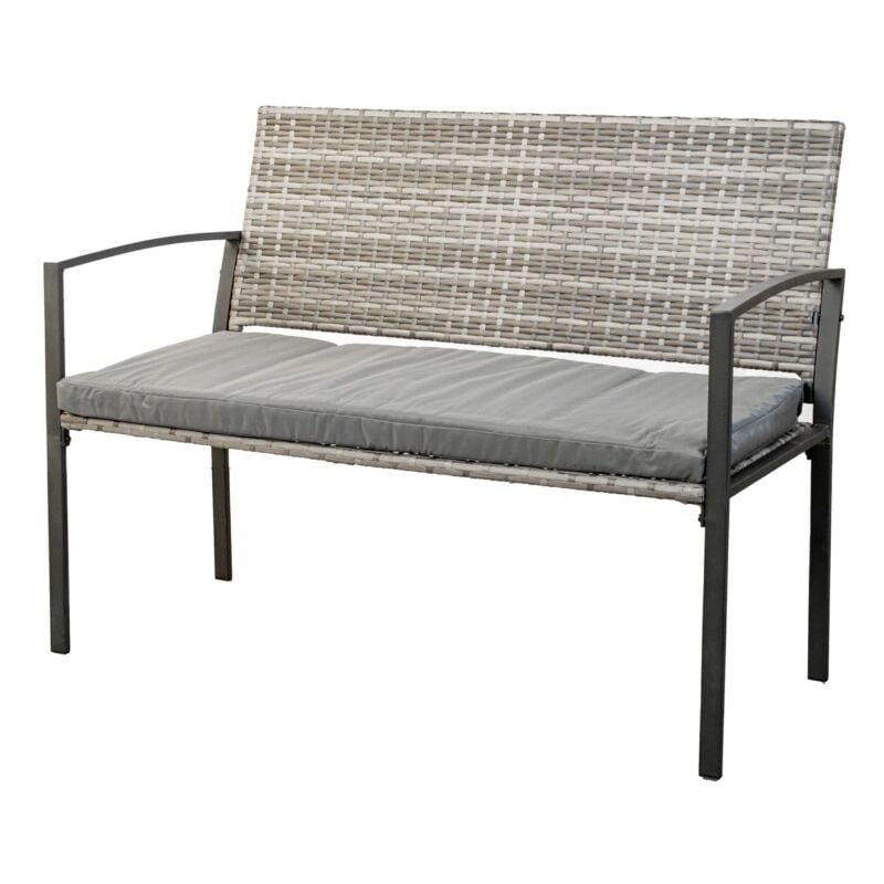 foto del prodotto eurogarden panchina da esterno spring con cuscino in metallo e pe rattan grigio 115x60x87 cm