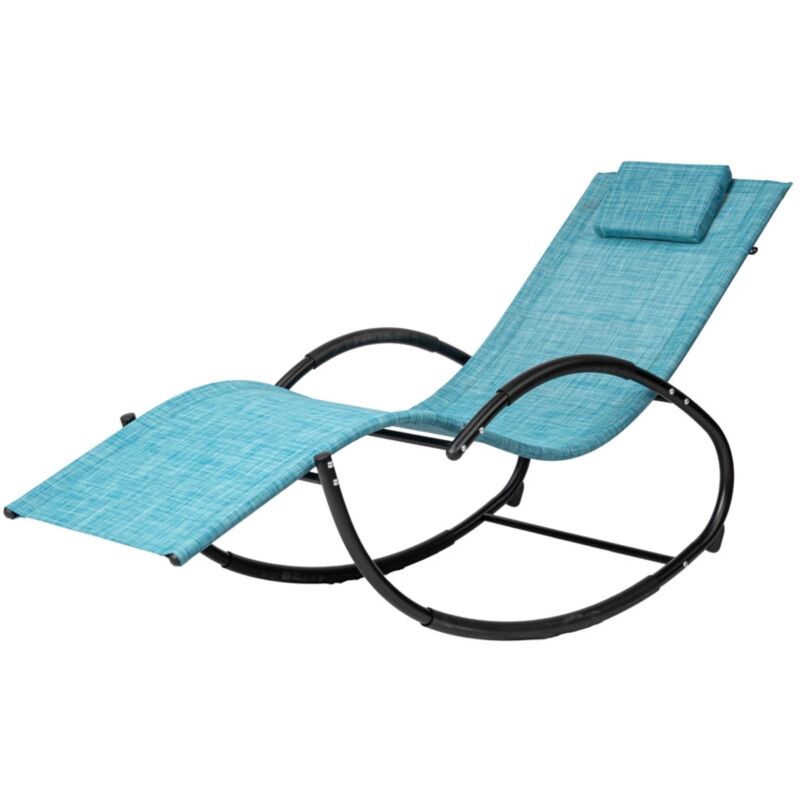 foto del prodotto eurogarden sdraio a dondolo da esterno relaxing azzurro melange 64x160x81 cm