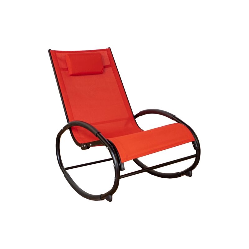 foto del prodotto eurogarden - sdraio dondolo da esterno 'relaxing' in alluminio e textilene rosso 62x119x86 cm
