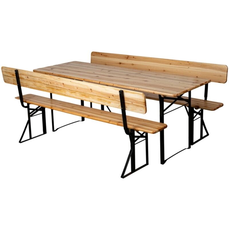 foto del prodotto eurogarden set birreria da giardino pieghevole in legno e metallo due panche con schienale e tavolo 200x70 cm