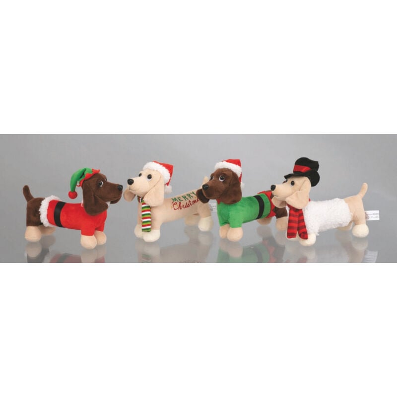 foto del prodotto euronatale peluche natalizio cm.8x20x21 cane bassotto 4 mod.ass.ti decorazione di natale